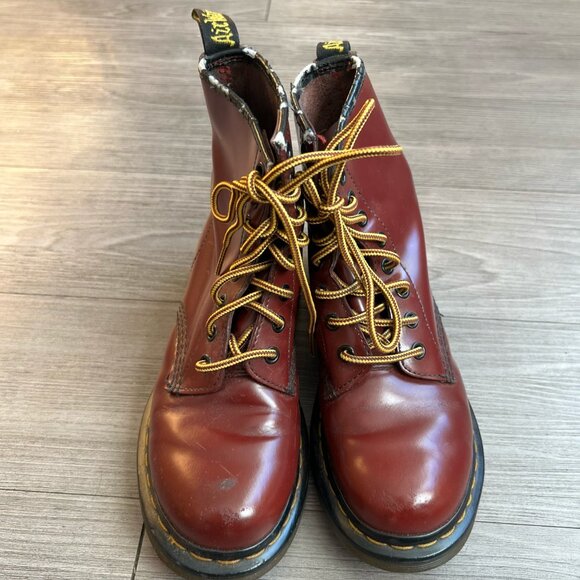Dr. Martens 1460 Smooth Leather Lace Up Boots Cherry Size W6/M8 - Picture 2 of 7